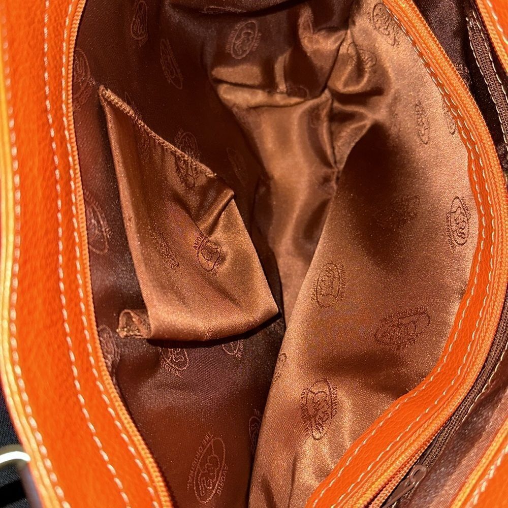 VERA PELLE Purse Brown & Orange Leather Grommet  Shoulder Bag - Picture 7 of 9